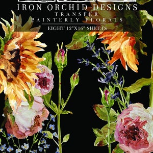 Painterly Floral Iron Orchid Designs Decor Transfer in the New 8 page 12 x 16 Pad Format