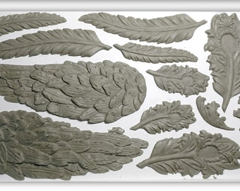 Wings and Feathers 6" x 10" Food Safe Silicone Decor Mould by Iron Orchid Designs