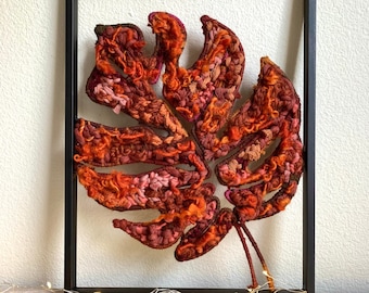 Woven Metal Leaf Frame / Fall Decor / Textured Art Frame / Home Decor / Modern Weaving / Gift Idea