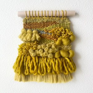 Handwoven Wall Hanging  / &quot;Spring Sunshine&quot; /  Small Tapestry Weaving / Home Decor / Textured Woven Wall Art  / Gift Idea  /  Spring Decor