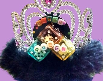 Bunco Crown: Feathered Tiara with Dice - Big Winner Prize