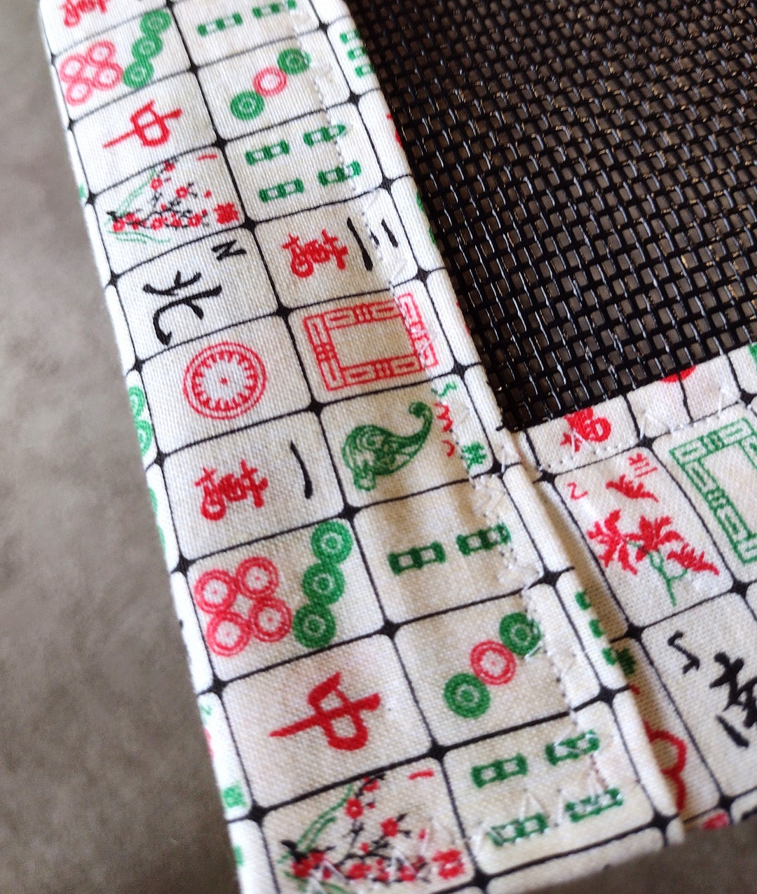 Mahjongg Table Mat With Mini Tiles on Cotton Fabric Surround Etsy