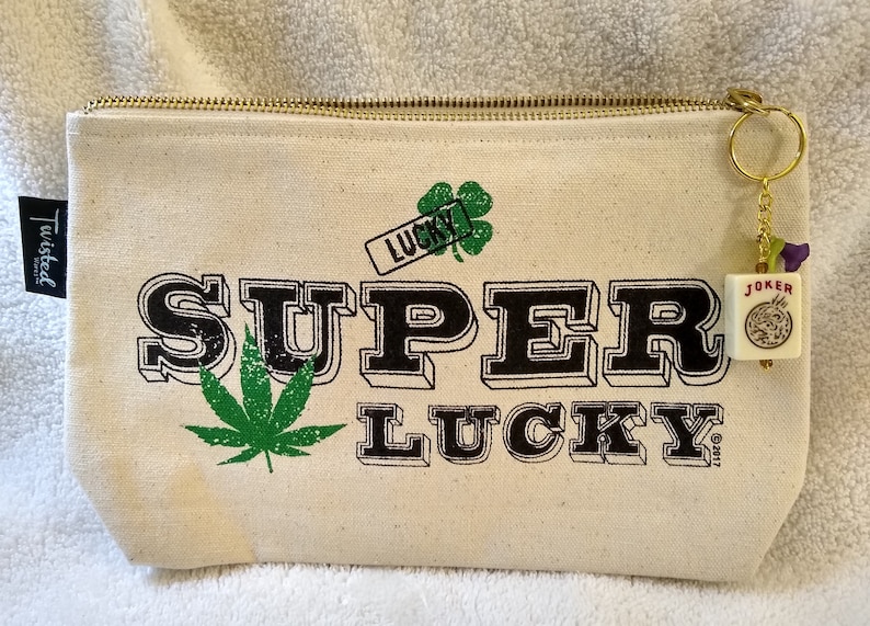 Mahjongg Purse Lucky Mah jong Bag 4 Leaf Clover Marijuana leaf Majong novelty Joker tile Super Lucky Mahj gift