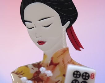 Mahjongg Brooch with Mahj Tile of your Choice