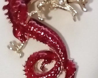 Red Dragon Statement Pin OR Key Ring/Zipper Charm