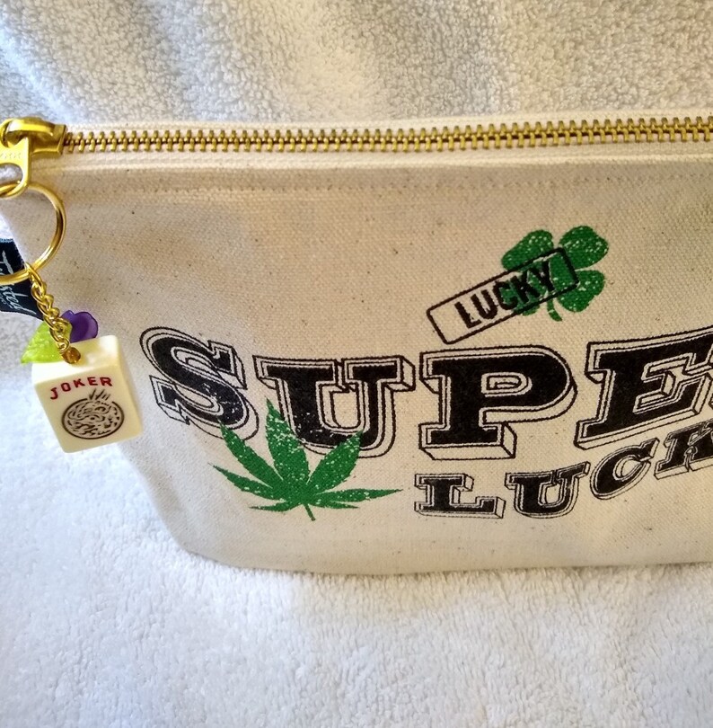 Mahjongg Purse Lucky Mah jong Bag 4 Leaf Clover Marijuana leaf Majong novelty Joker tile Super Lucky Mahj gift