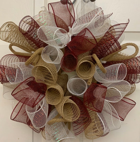 Jute Mesh Wreath All Occasion Wreath Country Wreath Everyday Wreath All Season Wreath SMALL WREATH Candle Wreath Rustic Wreath