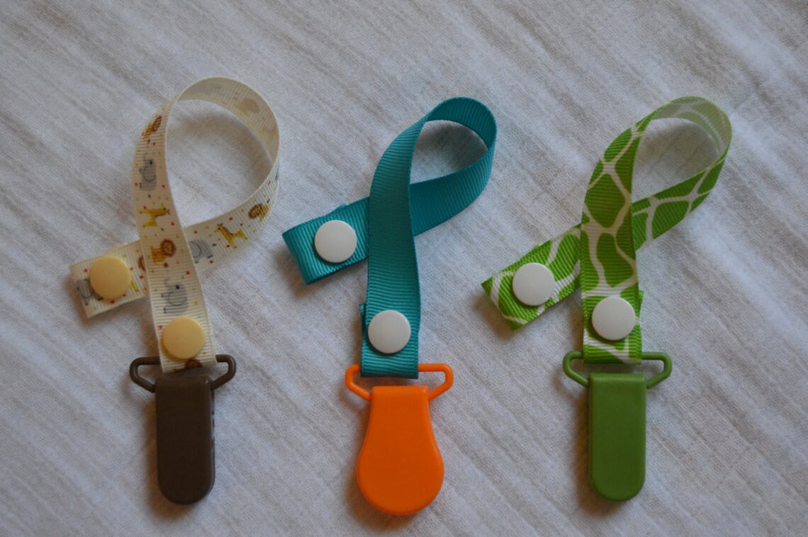 Baby Pacifier Clip Holder Three Clip Set Customize strap Etsy