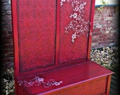 SOLD, SOLD Hall tree bench, entryway bench, shabby chic bench, rustic bench, red entry bench, painted bench, shabby chic hall tree
