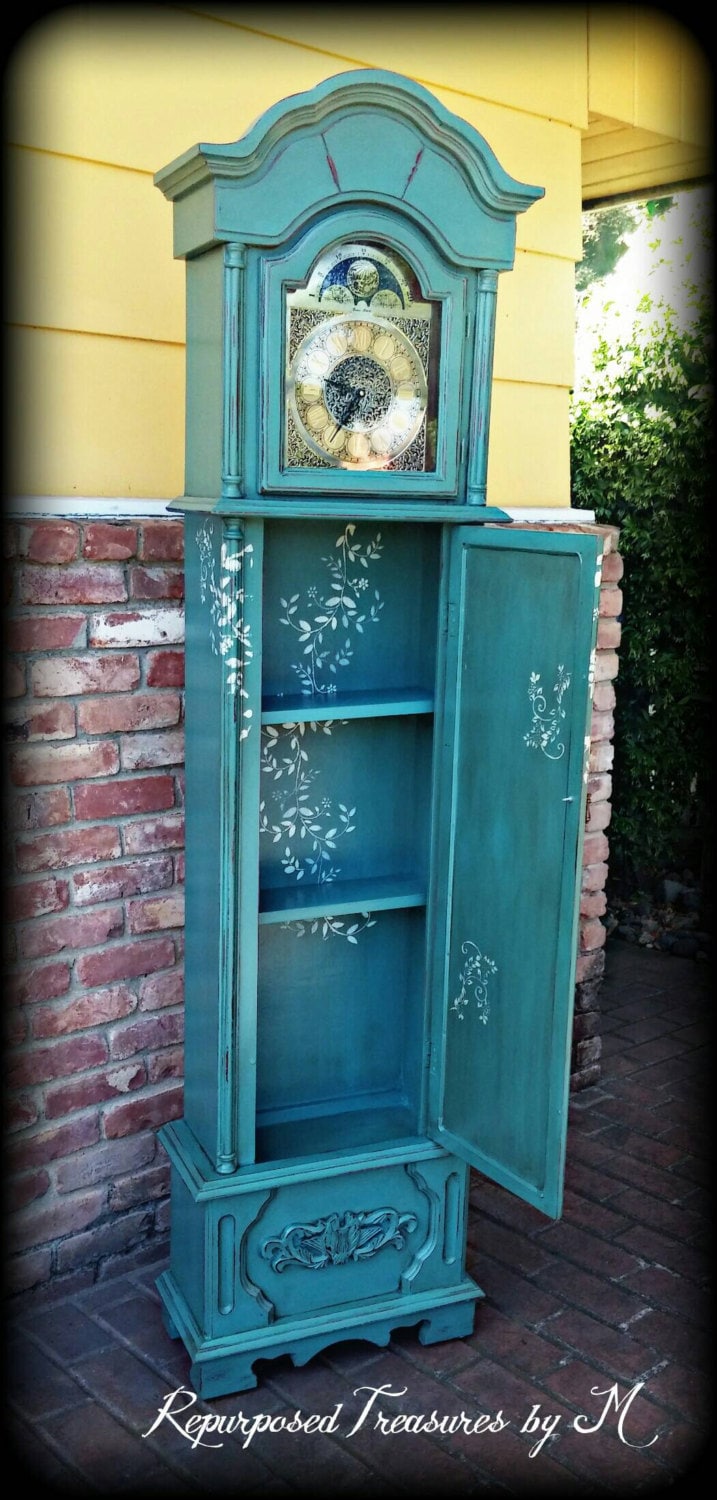 Shabby chic grandfather clock Distressed grandfather clock Etsy