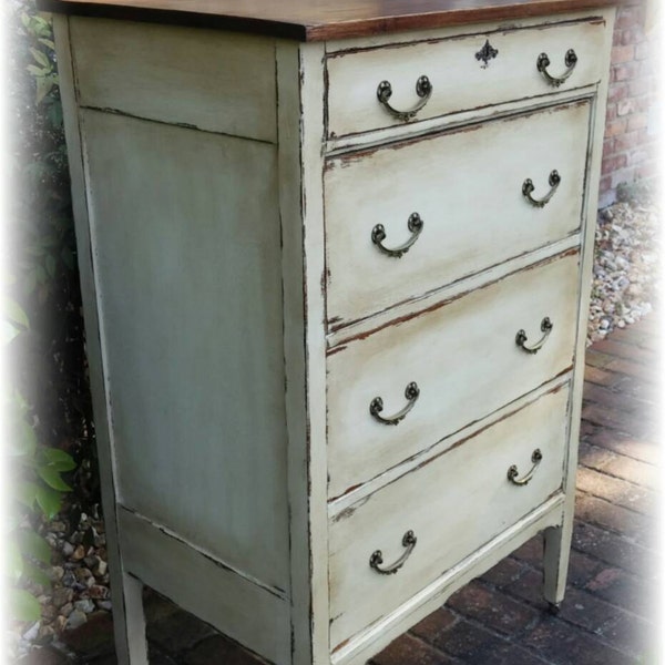 SOLD! SOLD! Distressed Antique dresser, shabby chic dresser, off white dresser, dresser, Rustic dresser, dresser, painted dresser