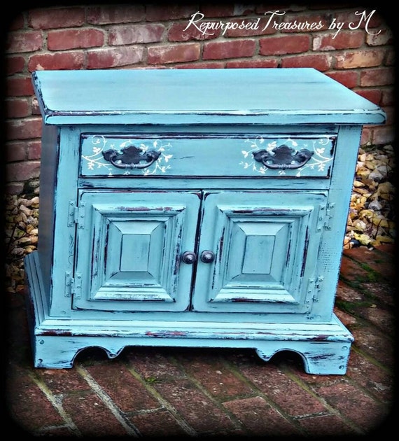 Sold Sold Distressed Nightstand Shabby Chic Nightstand Etsy