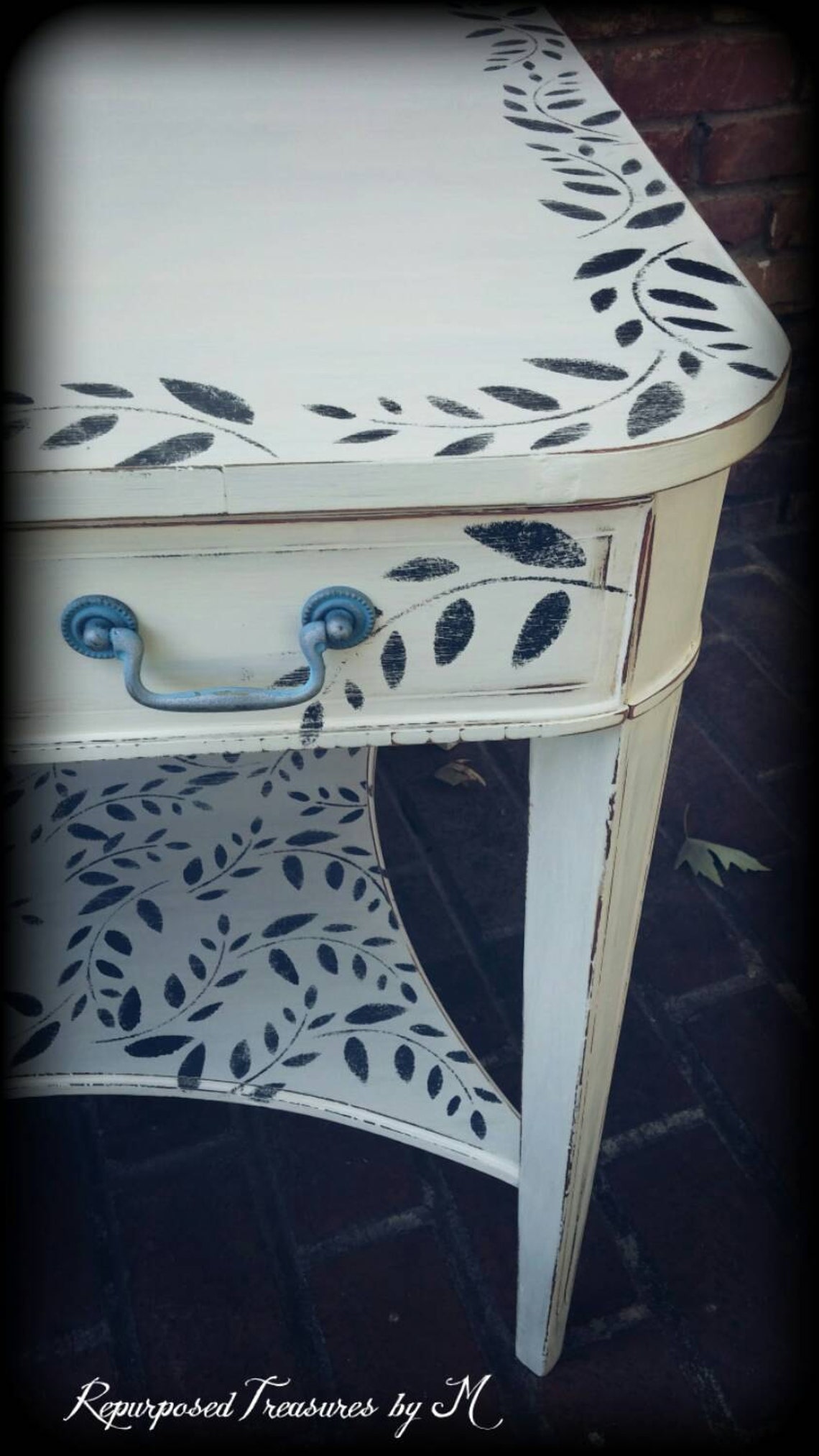 White accent table distressed acce table antique accent Etsy