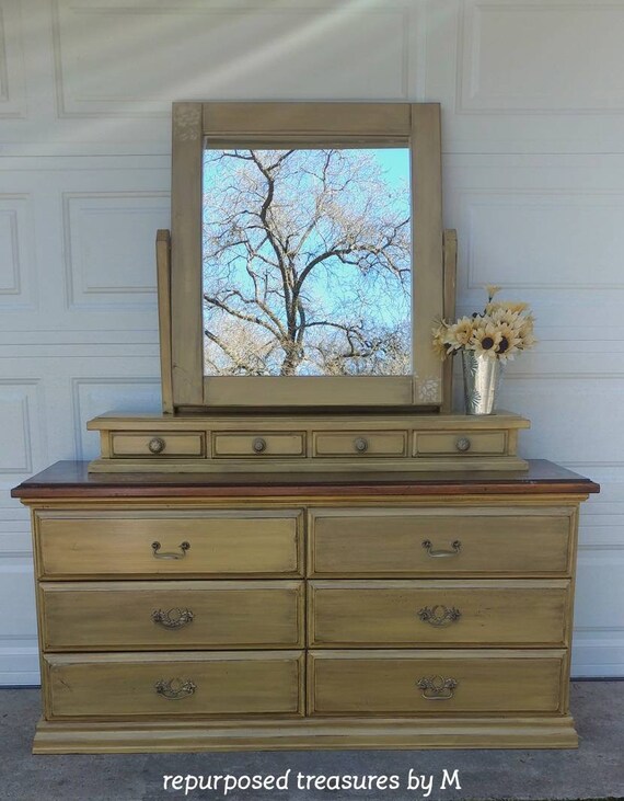 Yellow Dresser Dresser Distressed Dresser Shabby Chic Etsy