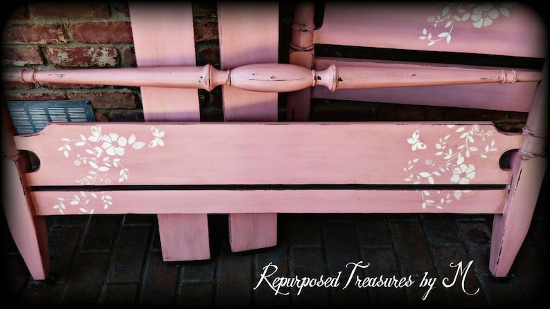 antique twin bed bed frame shabby chic twin bed SOLD SOLD Antique twin bed frame on casters pink twin bed stenciled twin bed