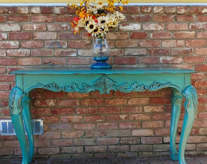 Shabby Chic Sofa Table Entry Table Turquois Table Etsy