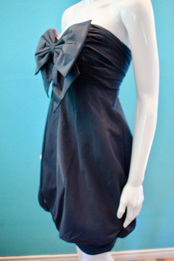 80's Party Dress    80's Midnight Blue Taffeta Tu… - image 5