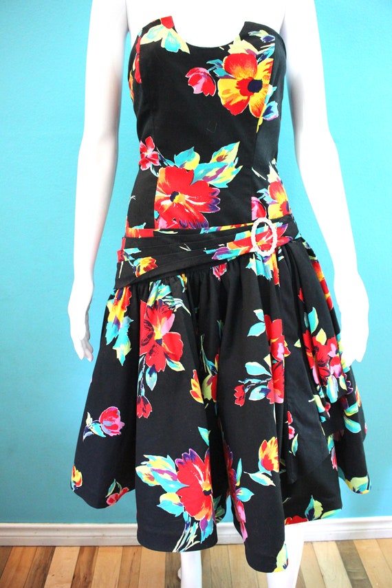 80's Party Dress Late 80's/Early 90's Black Strap… - image 3