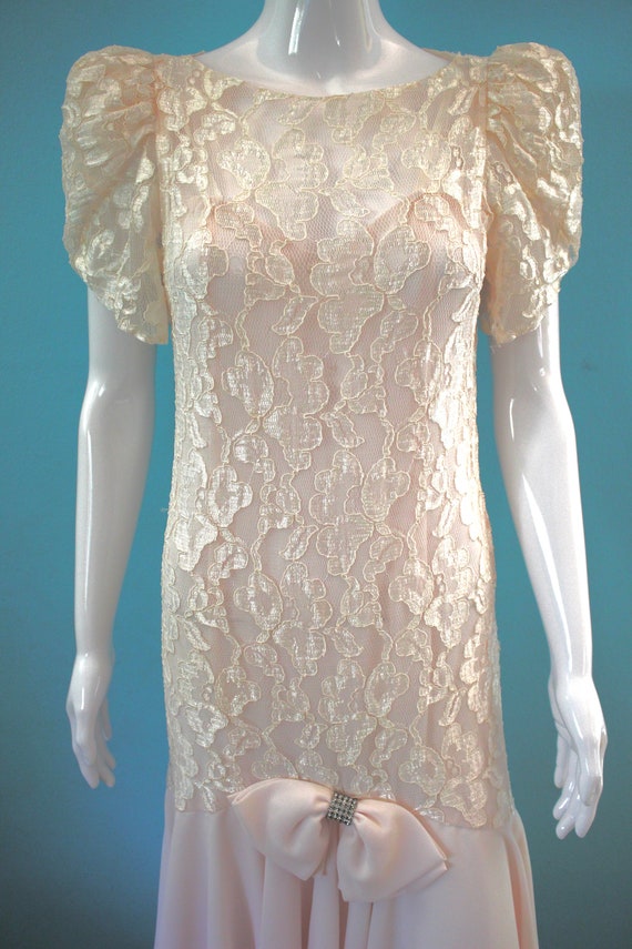 80's Party Dress 80's-Does-20's Petal Pink Lace D… - image 3