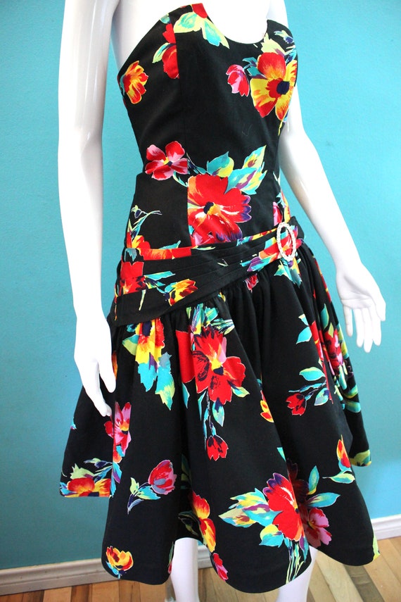 80's Party Dress Late 80's/Early 90's Black Strap… - image 5