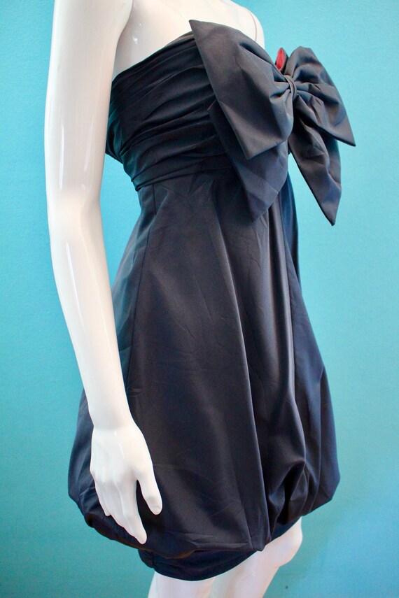 80's Party Dress    80's Midnight Blue Taffeta Tu… - image 4