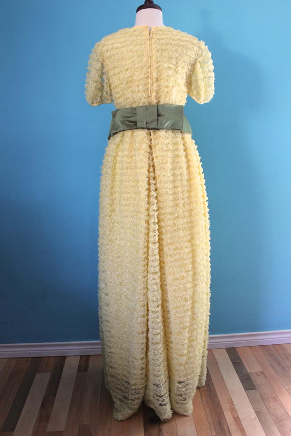 60's Prom Dress      Yellow Ruffled Lace Formal G… - image 5