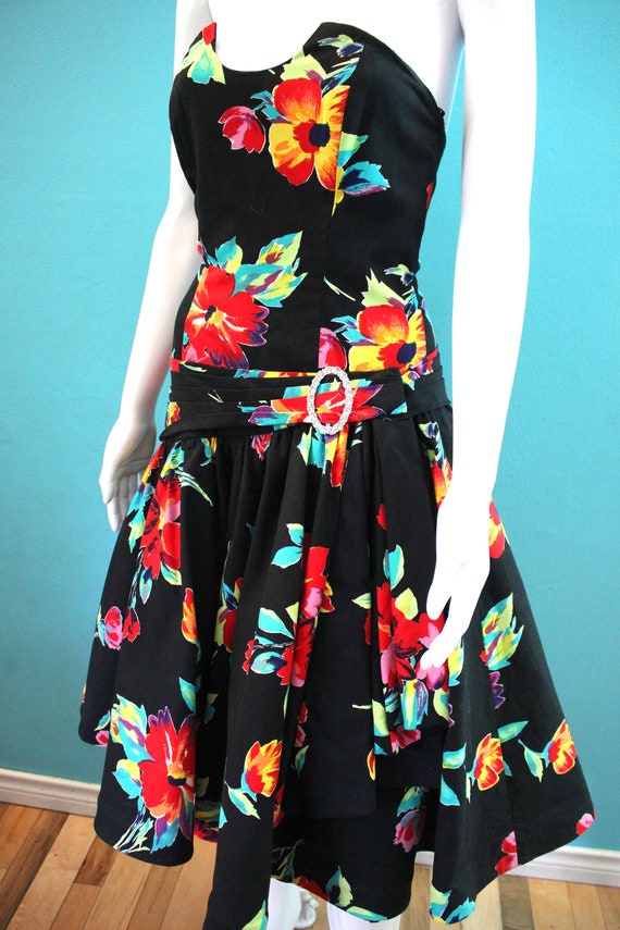 80's Party Dress Late 80's/Early 90's Black Strap… - image 6