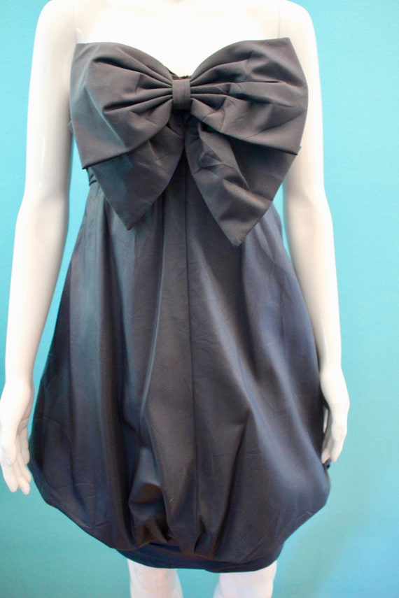 80's Party Dress    80's Midnight Blue Taffeta Tu… - image 3