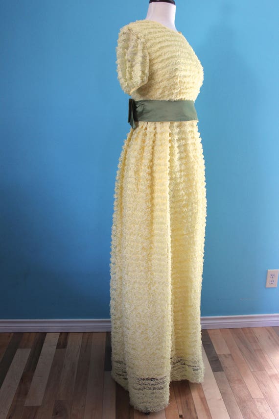 60's Prom Dress      Yellow Ruffled Lace Formal G… - image 3