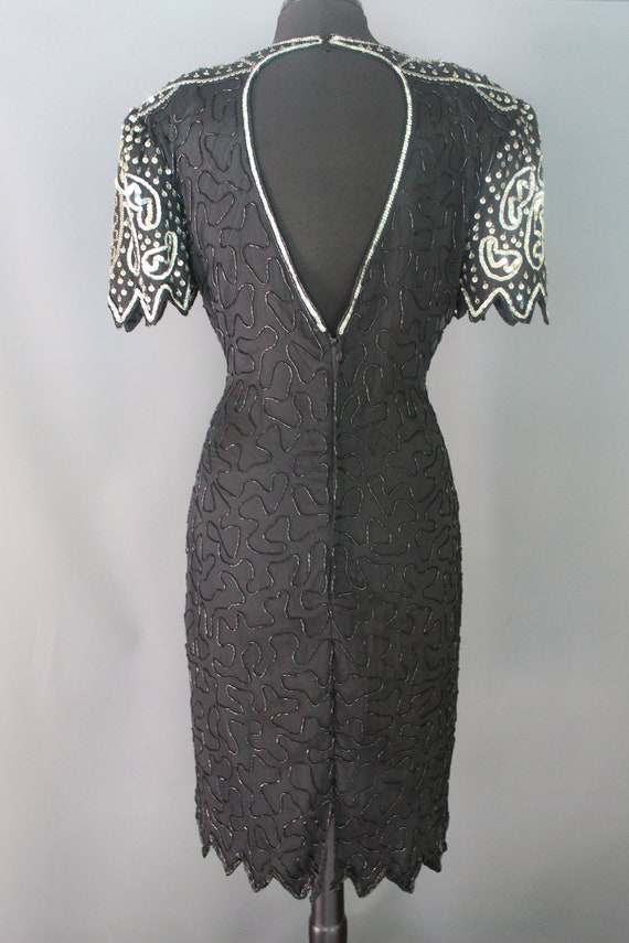 80's Party Dress    Black Silk Beaded And Sequine… - image 7