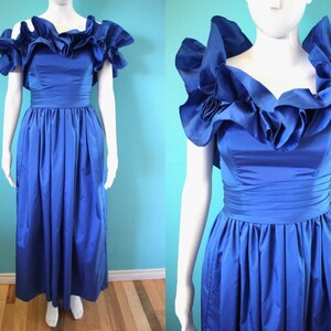 Royal Blue Taffeta Maxi Prom ...