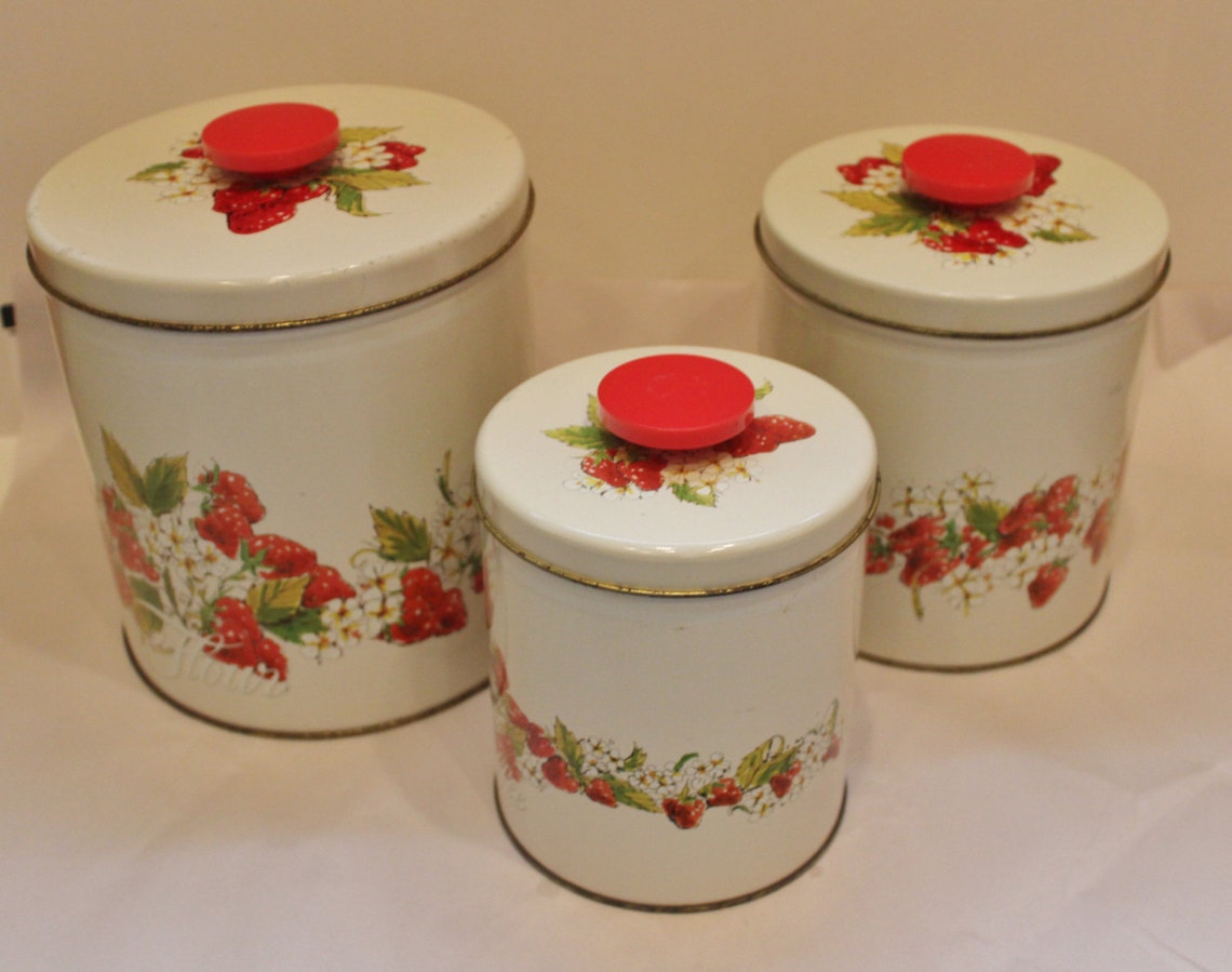 Küchenkanister Set 3 Stück Aluminium mit passenden roten | Etsy