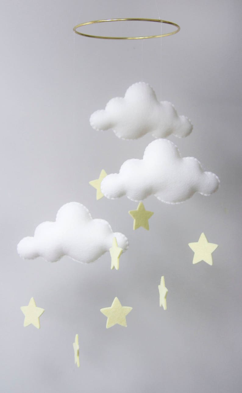 Baby Nursery Decor Gray White Star Nursery Ceiling Mobile