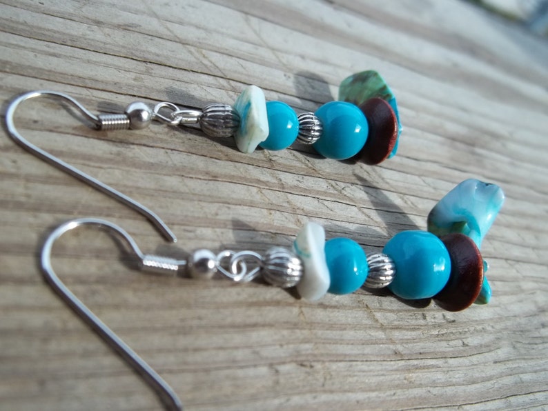 Bohemian Boho Beach Inspired Earrings With Blue Glass Beads | Etsy