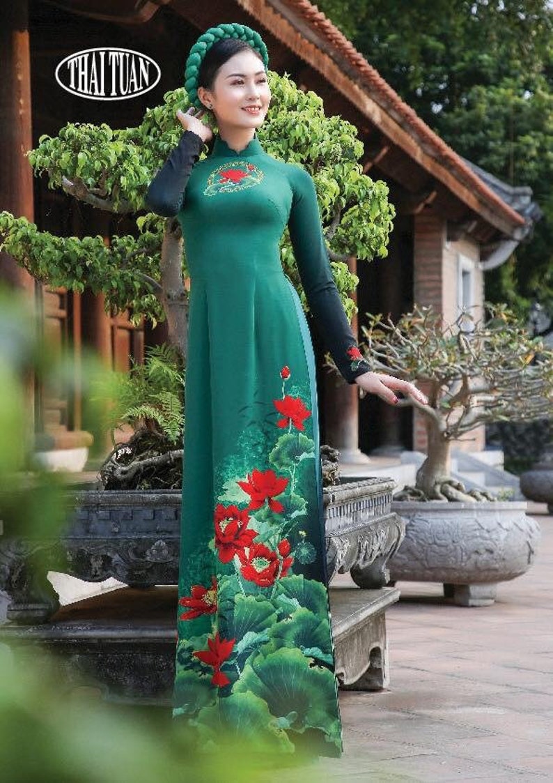 Vietnamese Traditional Ao Dai Soft Silk Aodai image 1