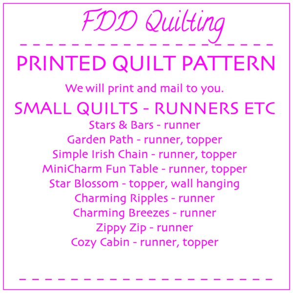 Printed copy quilt pattern-Charming Ripples-Star Blossom-Mini Charm Fun-Garden Path-Prairie-Charming Barn Quilt 3-Charming Barn Quilt 2