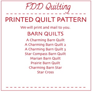 Printed quilt pattern barn quilts-A Charming Barn Quilt-Star Compass-Marian-Prairie-Charming Barn Star-Star Cross Barn Quilt image 1