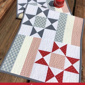 Stars and Bars PRINTED PAPER Quilt Pattern - 5 sizes - fat quarter scraps