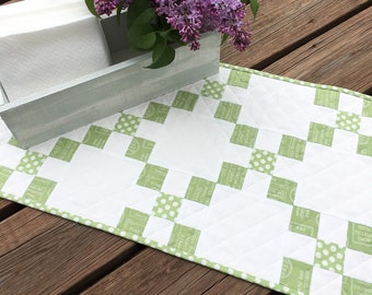 Digital PDF Pattern: Simple Irish Chain Table - a yardage scrappy strip table runner topper quilt pattern, simple easy pdf quilt pattern