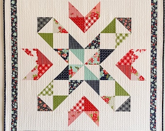 Patrón de colcha Star Cross en PAPEL IMPRESO: paquete de encantos, pastel de capas, precortados fáciles