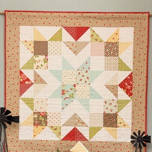 DIGITAL PDF PATTERN: Charming Barn Star in 3 sizes mini charm pack layer cake star quilt pattern, simple easy precut pdf quilt pattern image 4