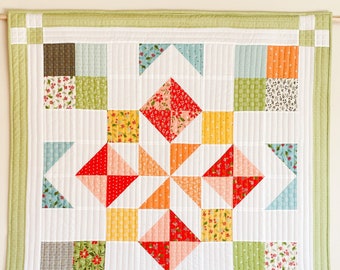 DIGITAL PDF PATTERN: Marian Barn Quilt 3 sizes - charm pack quilt pattern,  mini charm pack quilt pattern, layer cake simple quilt pattern