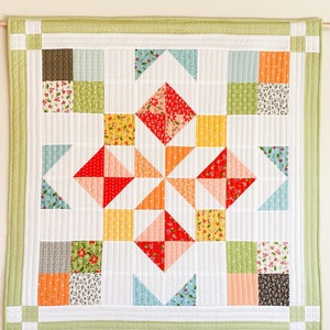 DIGITAL PDF PATTERN: Marian Barn Quilt 3 sizes - charm pack quilt pattern,  mini charm pack quilt pattern, layer cake simple quilt pattern