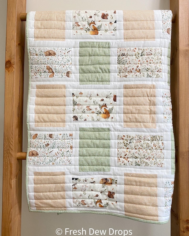 Digital PDF Pattern: Baby Cuddles Little Fawn Quilt Pattern 2 sizes 2 styles-layer cake fat quarter eighth quilt pattern-easy quilt pattern image 3