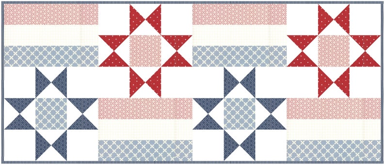 Digital PDF Pattern: Stars and Bars Runner Quilt Pattern-yardage, fat quarter, scraps table runner quilt pattern, stars quilt pattern image 6