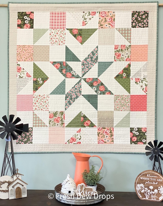 A Charming Barn Quilt DIGITAL PDF pattern: 3 sizes - precut charm pack or mini, layer cake