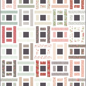 Lakehouse Steps DIGITAAL pdf-quiltpatroon: 6 maten: voorgesneden jelly roll-strips of yardage