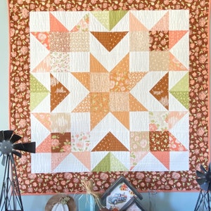 DIGITAL PDF PATTERN: Charming Barn Star in 3 sizes mini charm pack layer cake star quilt pattern, simple easy precut pdf quilt pattern image 6