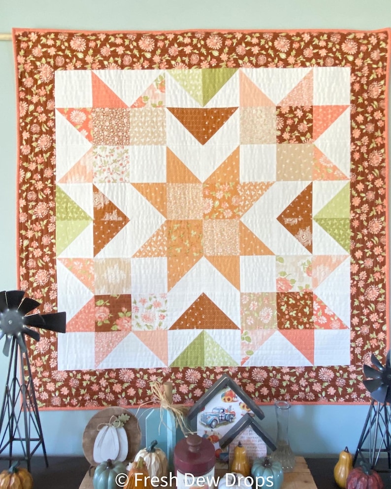 DIGITAL PDF PATTERN: Charming Barn Star in 3 sizes mini charm pack layer cake star quilt pattern, simple easy precut pdf quilt pattern image 6