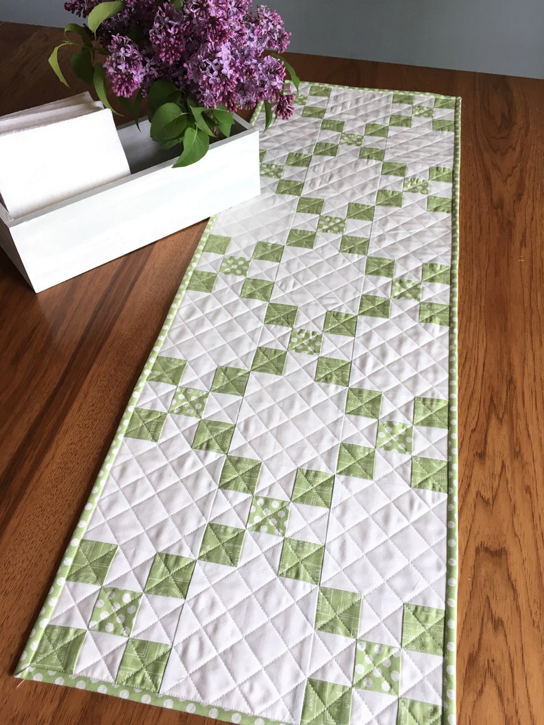 Digital PDF Pattern: Simple Irish Chain Table a yardage scrappy strip table runner topper quilt pattern, simple easy pdf quilt pattern image 2